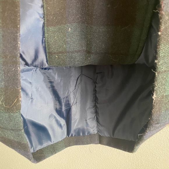 Gap Men’s Peacoat Size Large Tartan Plaid Wool Blend Navy Blue Green Vintage - Picture 5 of 9